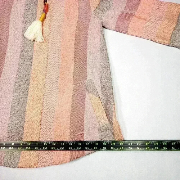 Soft Surrondings Women's Meca Tunic XS Pockets Coral/Lavender Stripes Tassel Zip - Picture 13 of 14